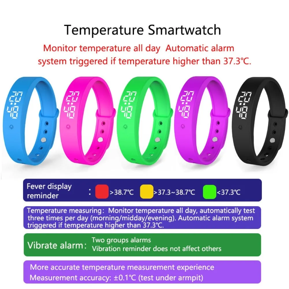 V9 Body Temperature Monitoring Watch with Vibration Alarm & Stopwatch