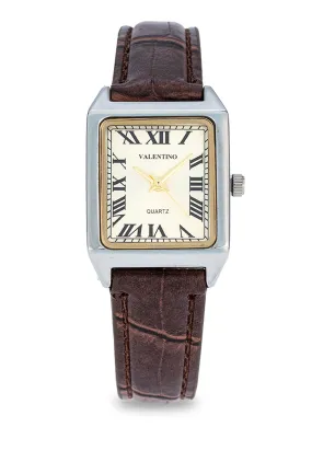 Valentino 20122376-BRWN STRAP - SILVER DIAL Leather Strap Analog Watch for Women