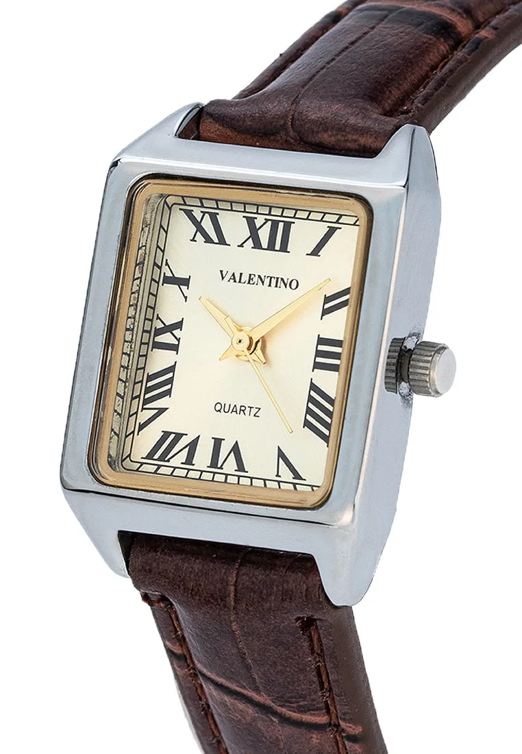 Valentino 20122376-BRWN STRAP - SILVER DIAL Leather Strap Analog Watch for Women