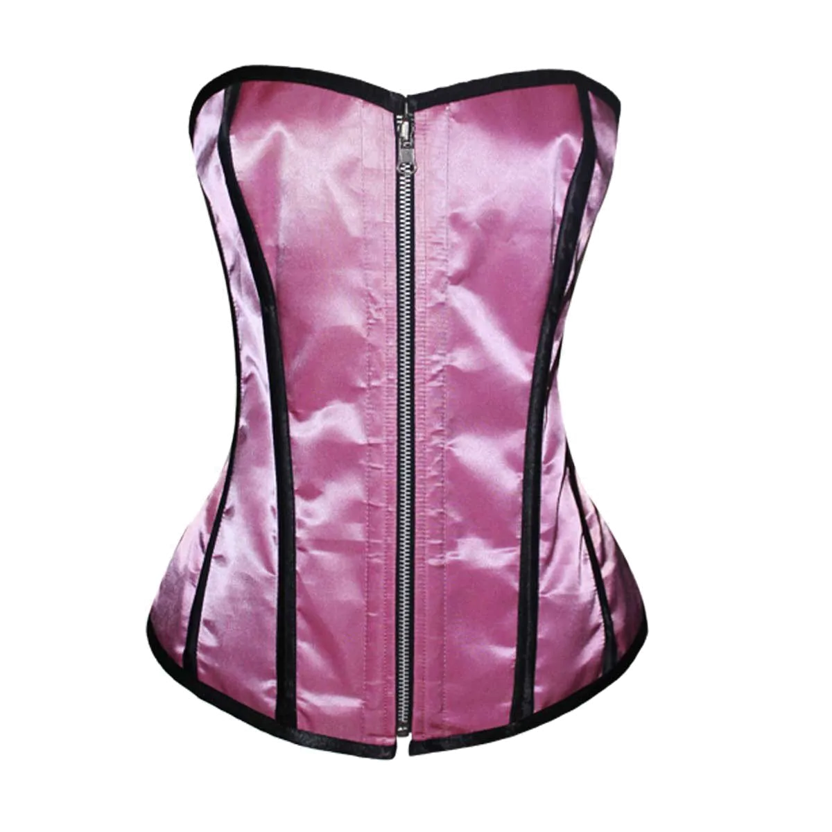 VC1452 Ladies Satin Corset Reversible Black and Pink