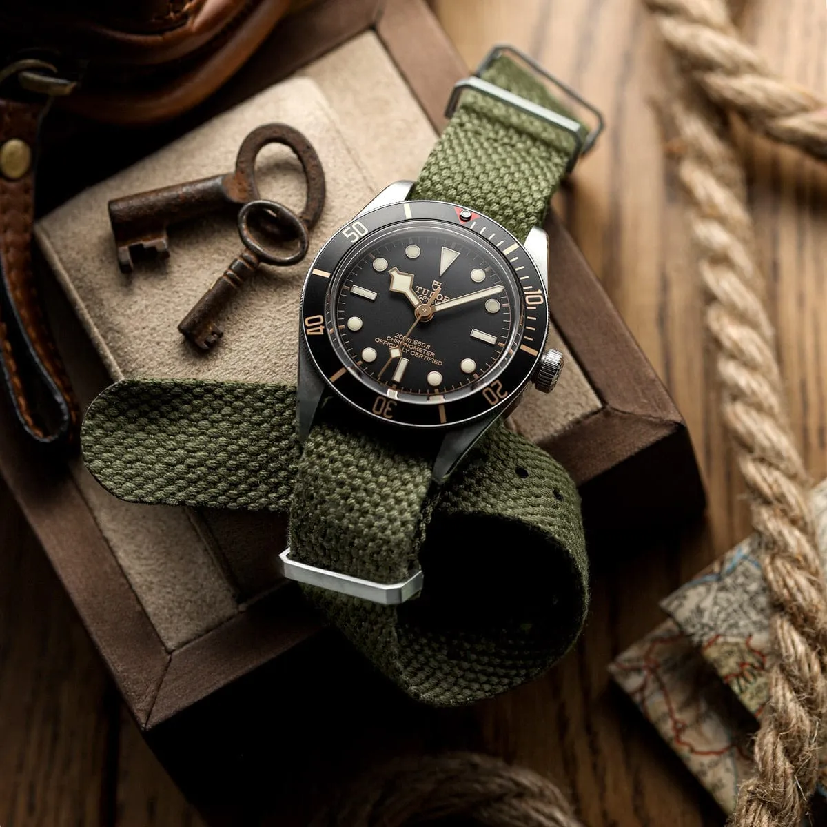 WatchGecko Braemore Military Canvas Watch Strap - Army Green