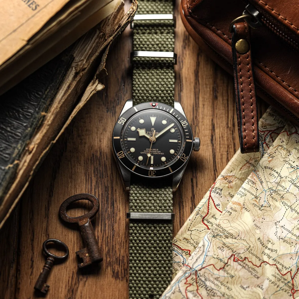 WatchGecko Braemore Military Canvas Watch Strap - Army Green