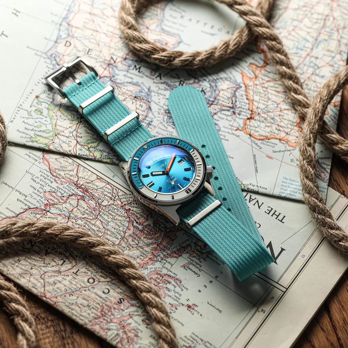 WatchGecko Ridge British Military Watch Strap - Turquoise Blue