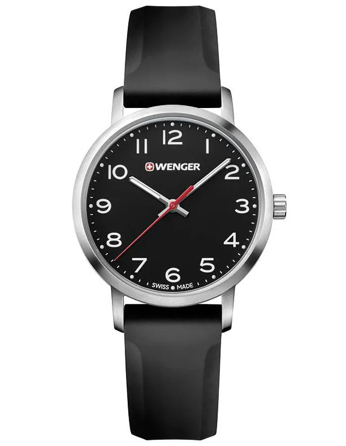 Wenger Womens Avenue Watch - Stainless - Black Dial & Silicone Strap - 100m