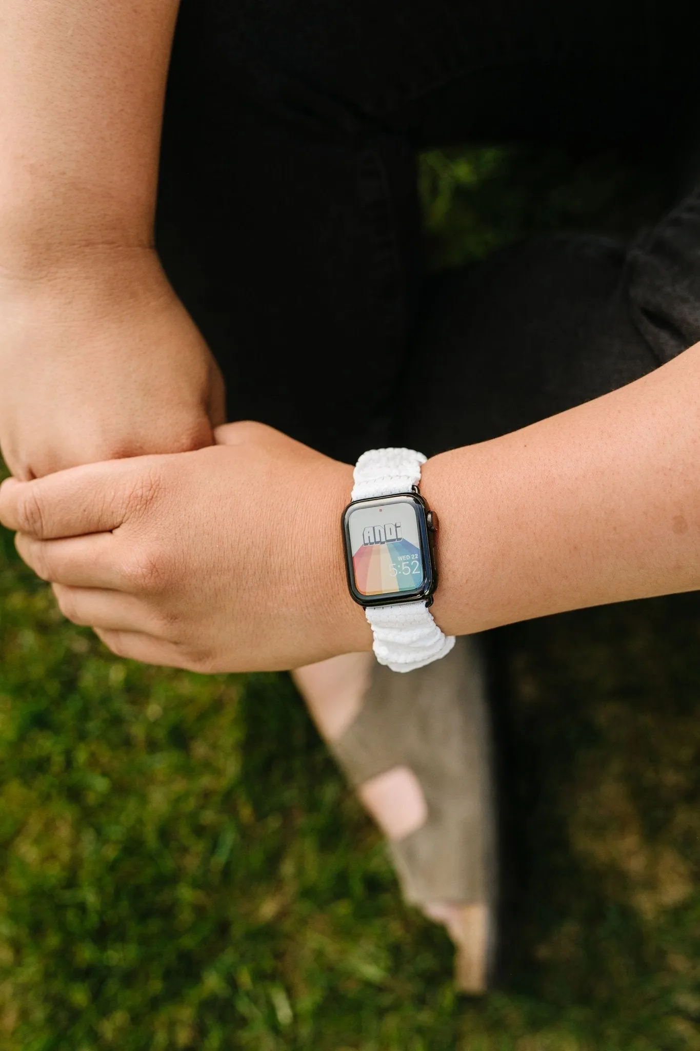 White Hexagon Athletic Scrunchie Band Compatible with Apple Watch