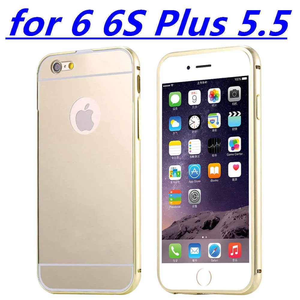 With LOGO! Mirror Case for Apple iPhone 5 5S 6 6S /for iPhone6S 6 Plus 5.5 Luxury Plating Metal Aluminum Frame Back Mobile Cover