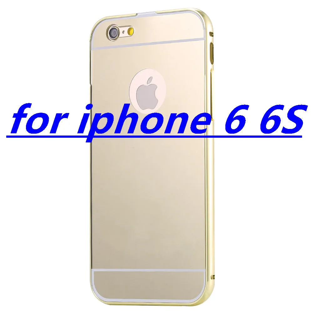 With LOGO! Mirror Case for Apple iPhone 5 5S 6 6S /for iPhone6S 6 Plus 5.5 Luxury Plating Metal Aluminum Frame Back Mobile Cover