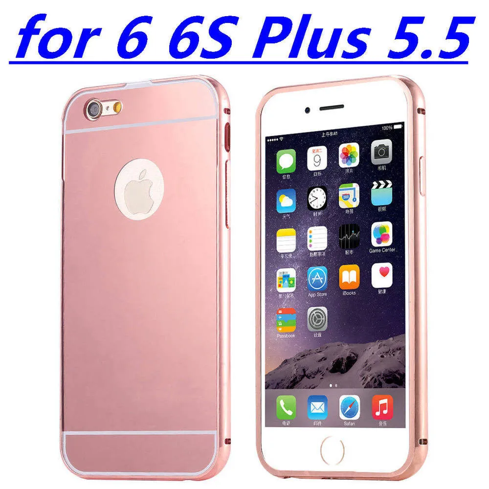 With LOGO! Mirror Case for Apple iPhone 5 5S 6 6S /for iPhone6S 6 Plus 5.5 Luxury Plating Metal Aluminum Frame Back Mobile Cover