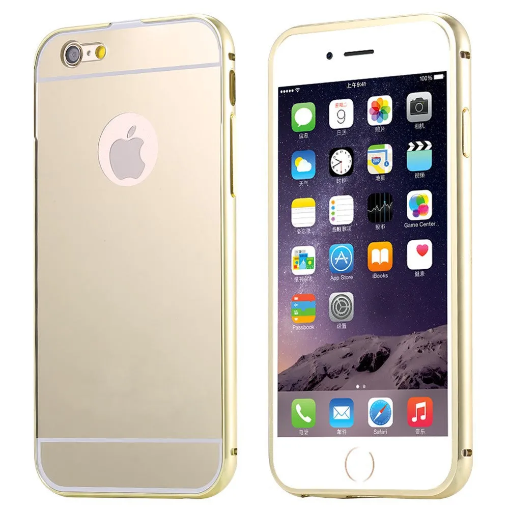 With LOGO! Mirror Case for Apple iPhone 5 5S 6 6S /for iPhone6S 6 Plus 5.5 Luxury Plating Metal Aluminum Frame Back Mobile Cover