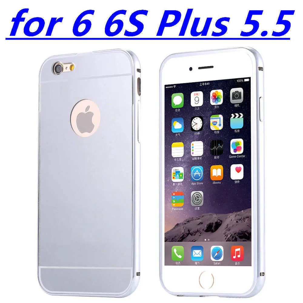 With LOGO! Mirror Case for Apple iPhone 5 5S 6 6S /for iPhone6S 6 Plus 5.5 Luxury Plating Metal Aluminum Frame Back Mobile Cover