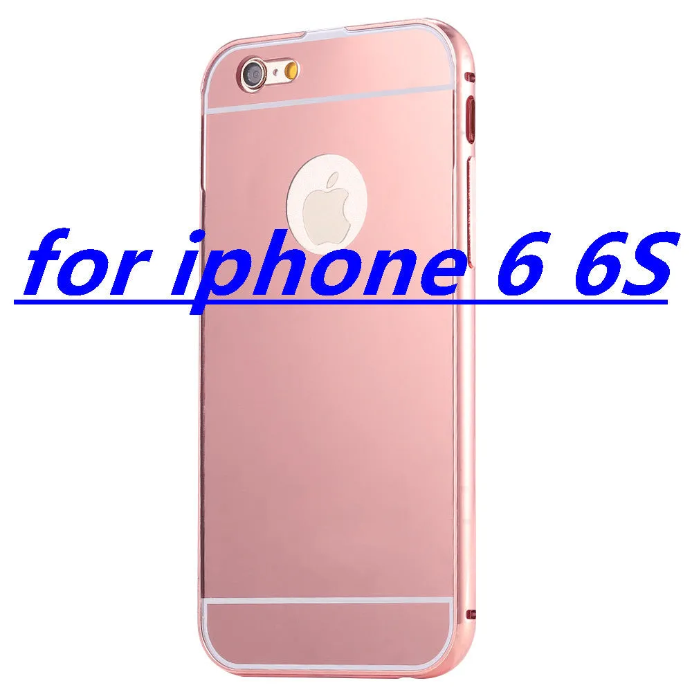 With LOGO! Mirror Case for Apple iPhone 5 5S 6 6S /for iPhone6S 6 Plus 5.5 Luxury Plating Metal Aluminum Frame Back Mobile Cover