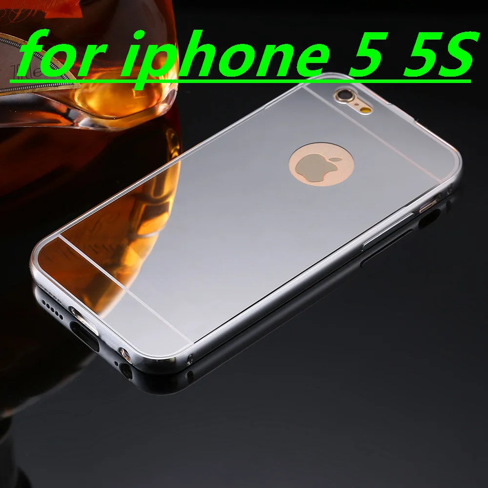 With LOGO! Mirror Case for Apple iPhone 5 5S 6 6S /for iPhone6S 6 Plus 5.5 Luxury Plating Metal Aluminum Frame Back Mobile Cover