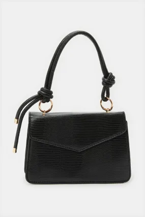 Women Black Embellished Flap Messenger Bag