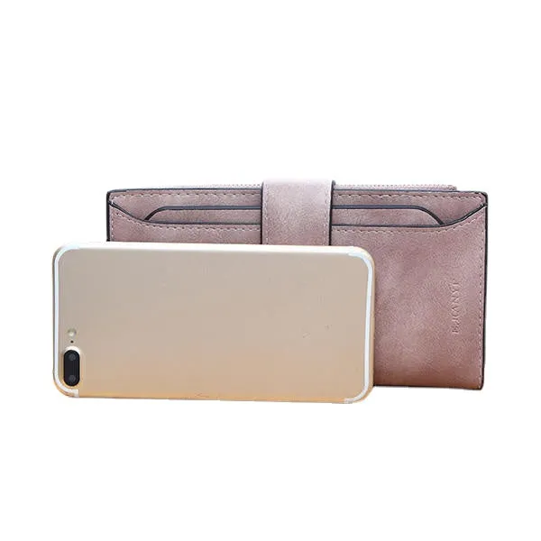 Women Matte Long Wallet Hasp Detachable Card Holder Coin Bags Clutches