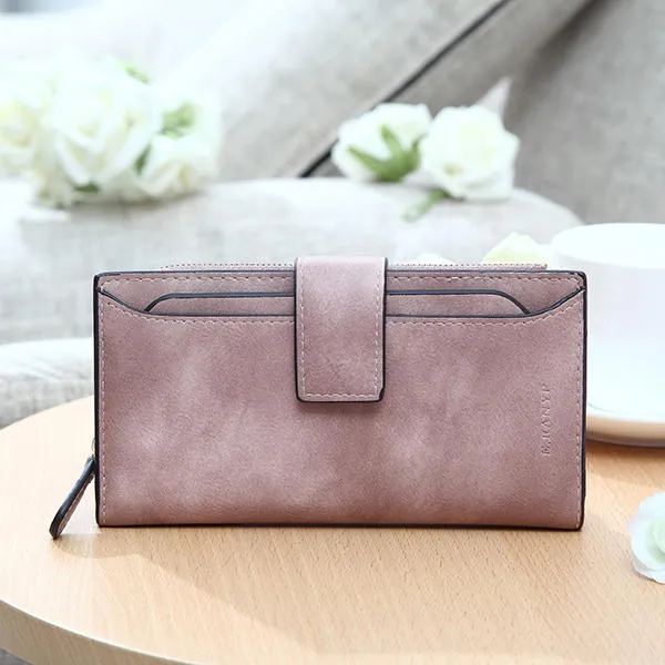 Women Matte Long Wallet Hasp Detachable Card Holder Coin Bags Clutches