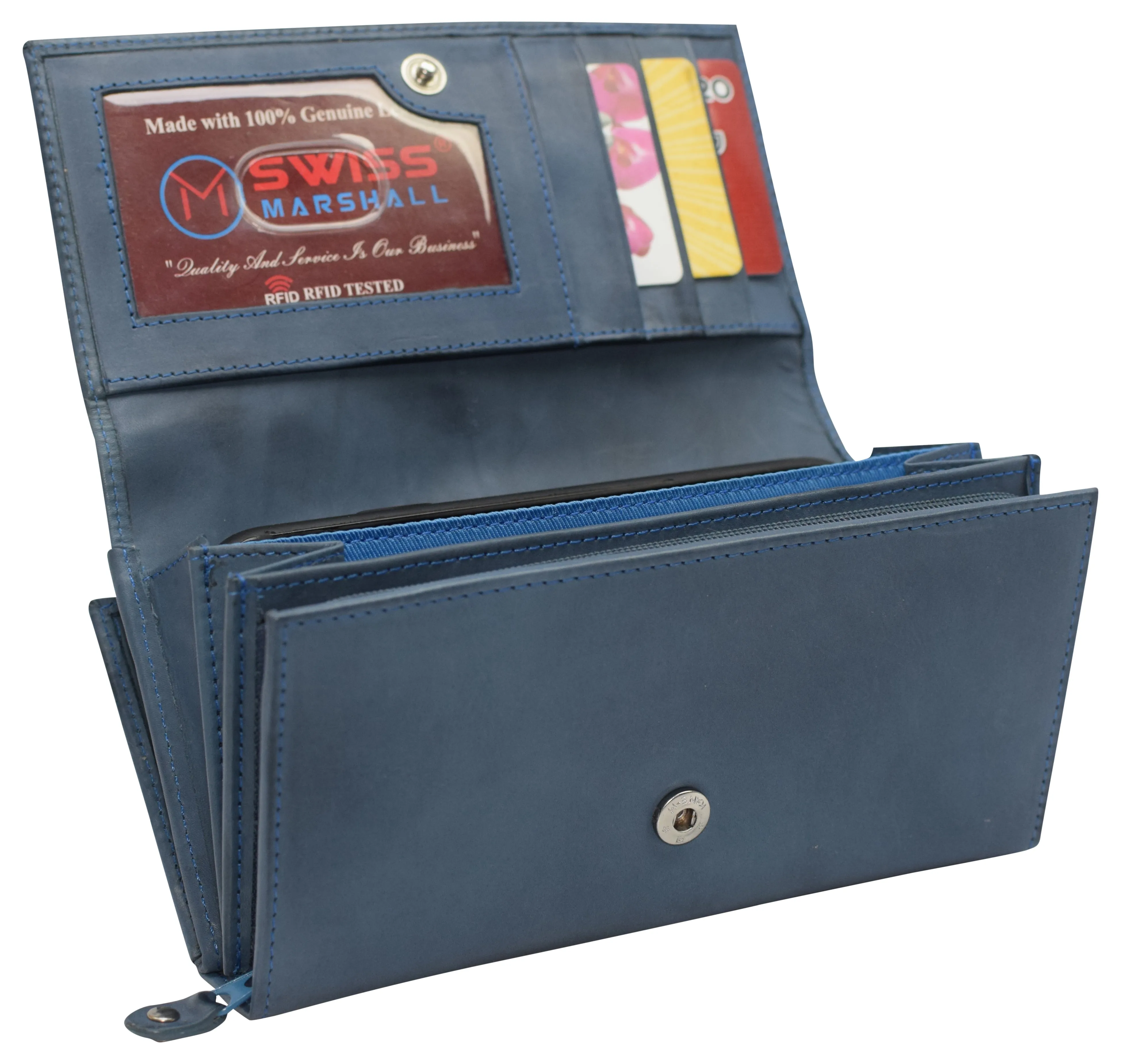 Womens Leather Wallets RFID Blocking Large Capacity Credit Cards Holder Phone Clutch