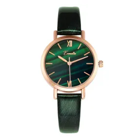 Women's Watch Green aurora dial leather strap cool summer watch