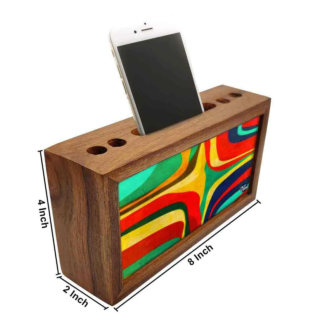 Wood desk accessories Pen Mobile Stand - Art Deco Retro