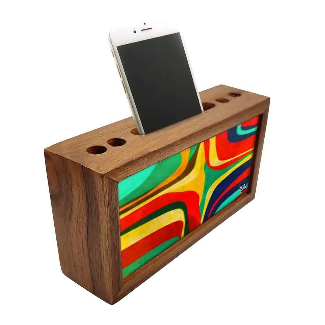 Wood desk accessories Pen Mobile Stand - Art Deco Retro