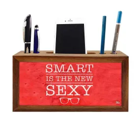 Wood desktop organizer Pen Mobile Stand - Smart Is The New