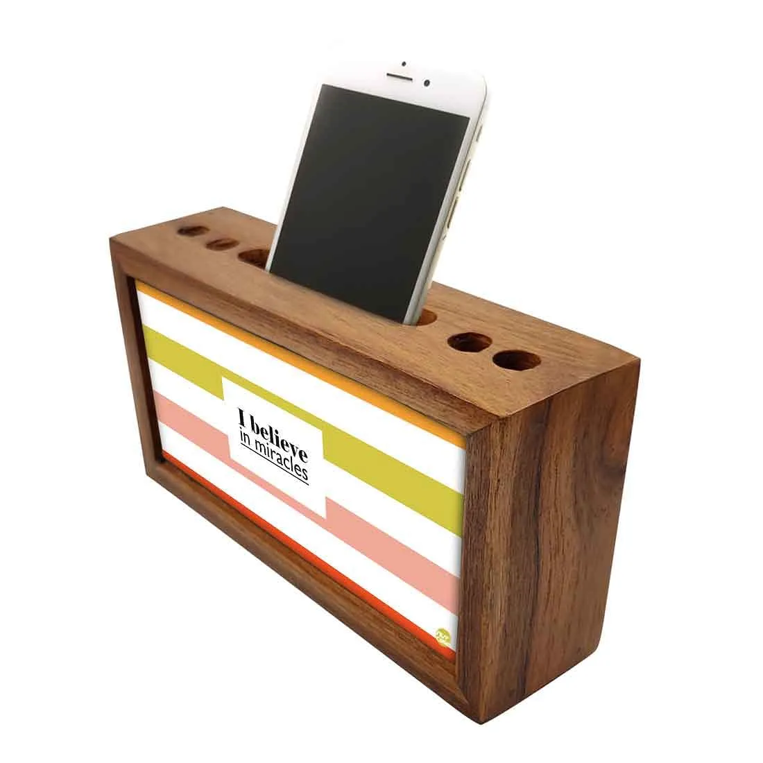 Wooden Desk Organiser Pen Mobile Stand - I Believe