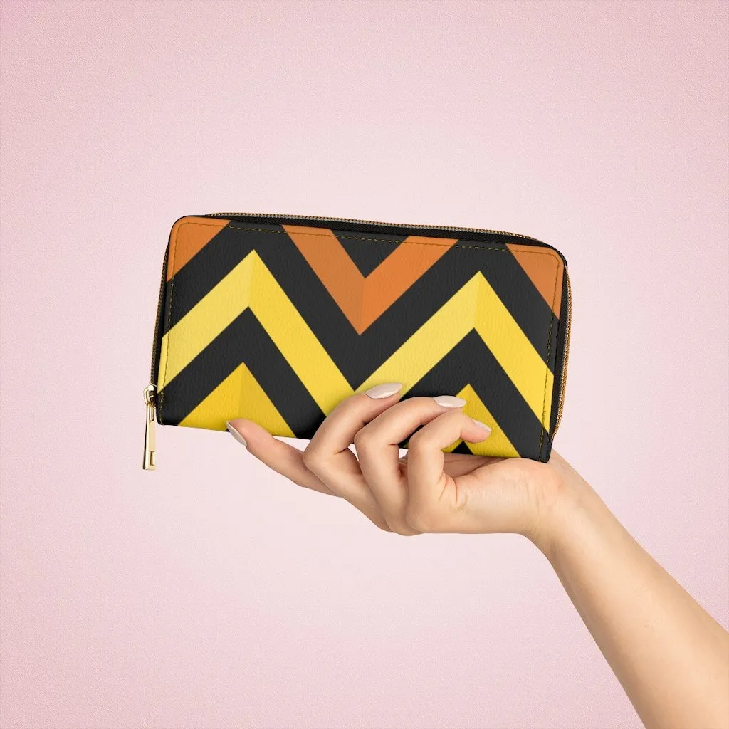 Wristlet Phone Wallet, Black and Yellow Geometric Style Purse