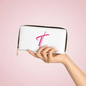 Wristlet Phone Wallet, White and Pink Cross Graphic Purse