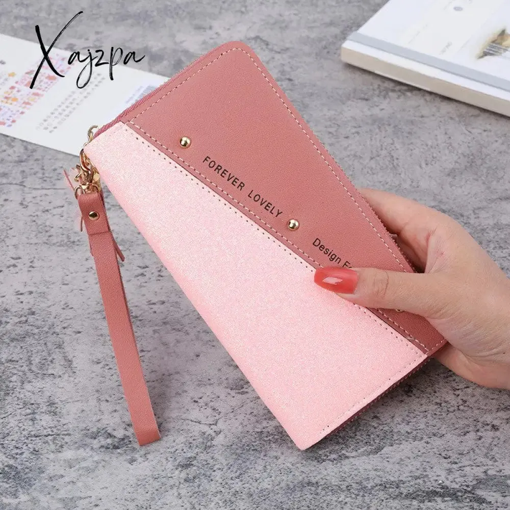 Xajzpa - Long Wallet For Women Patchwork Sequin Clutch Bag Glitter Pu Leather Lady Phone Bag Card Holder Coin Purse Female Wallets