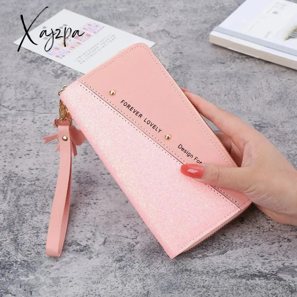 Xajzpa - Long Wallet For Women Patchwork Sequin Clutch Bag Glitter Pu Leather Lady Phone Bag Card Holder Coin Purse Female Wallets