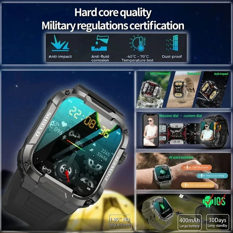 XIAOMI 2024 Rugged Military Smart Watch Men For Android IOS Ftiness