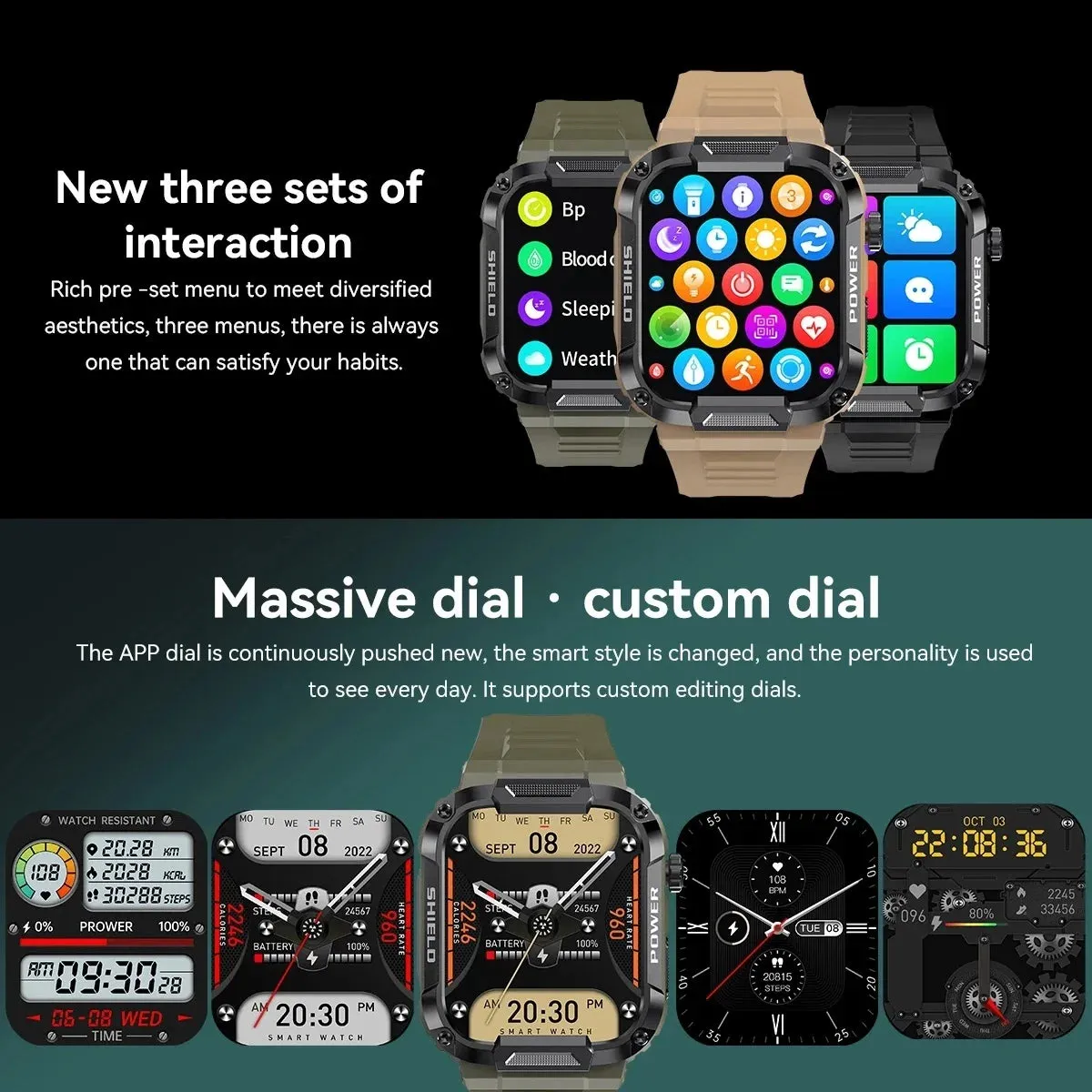 XIAOMI 2024 Rugged Military Smart Watch Men For Android IOS Ftiness