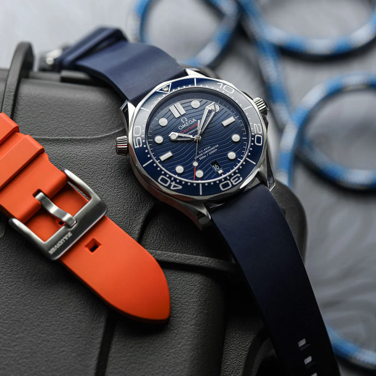 Zennor FKM Rubber Waterproof Watch Strap - Ocean Blue