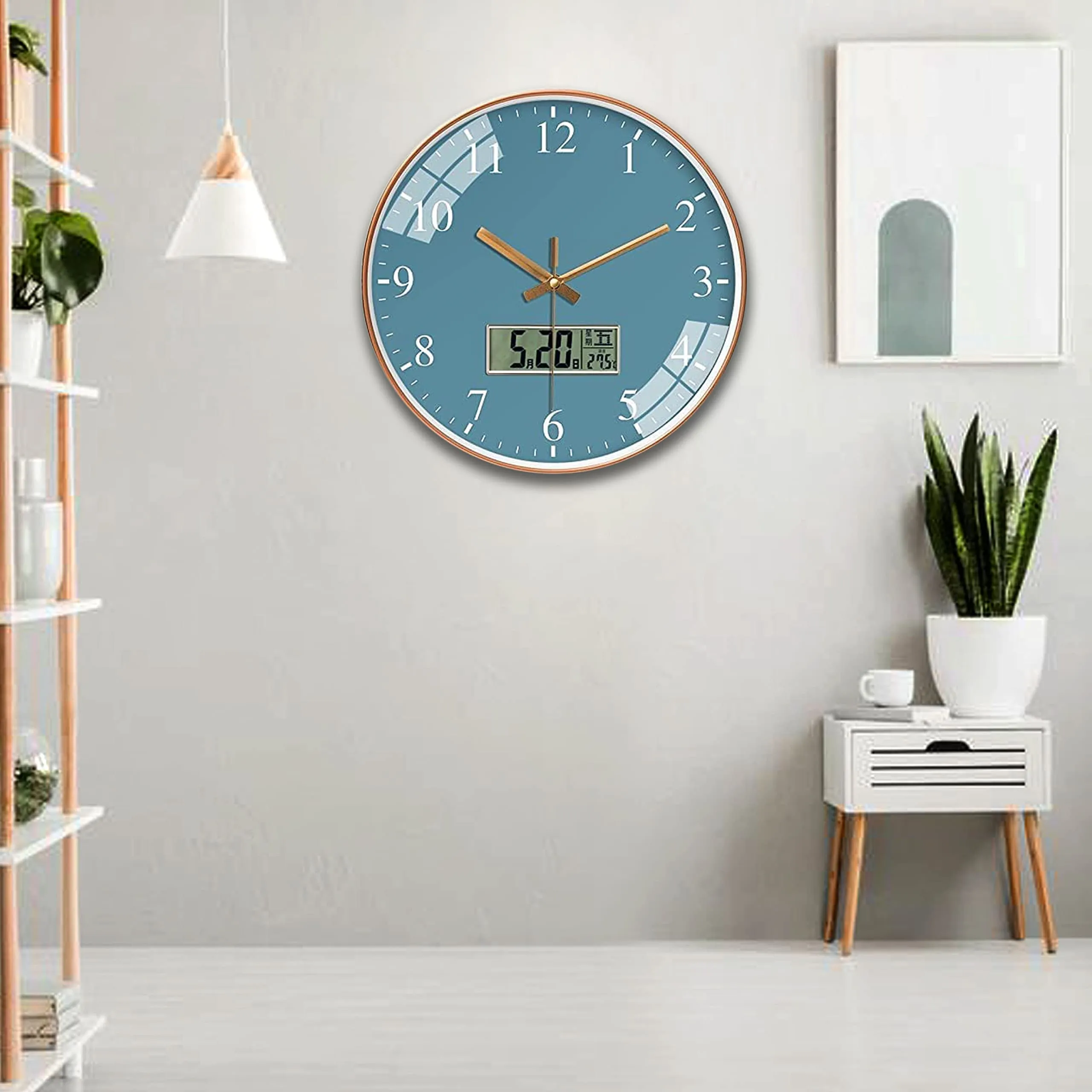 Zepoli -Wall Clock For Home Hall Living Bedroom Kitchen | Analog Stylish Silent Non-Ticking Watches |Round Hanging Wall Mount Watch-A (Digital Blue)(Plastic) - 12 Cm