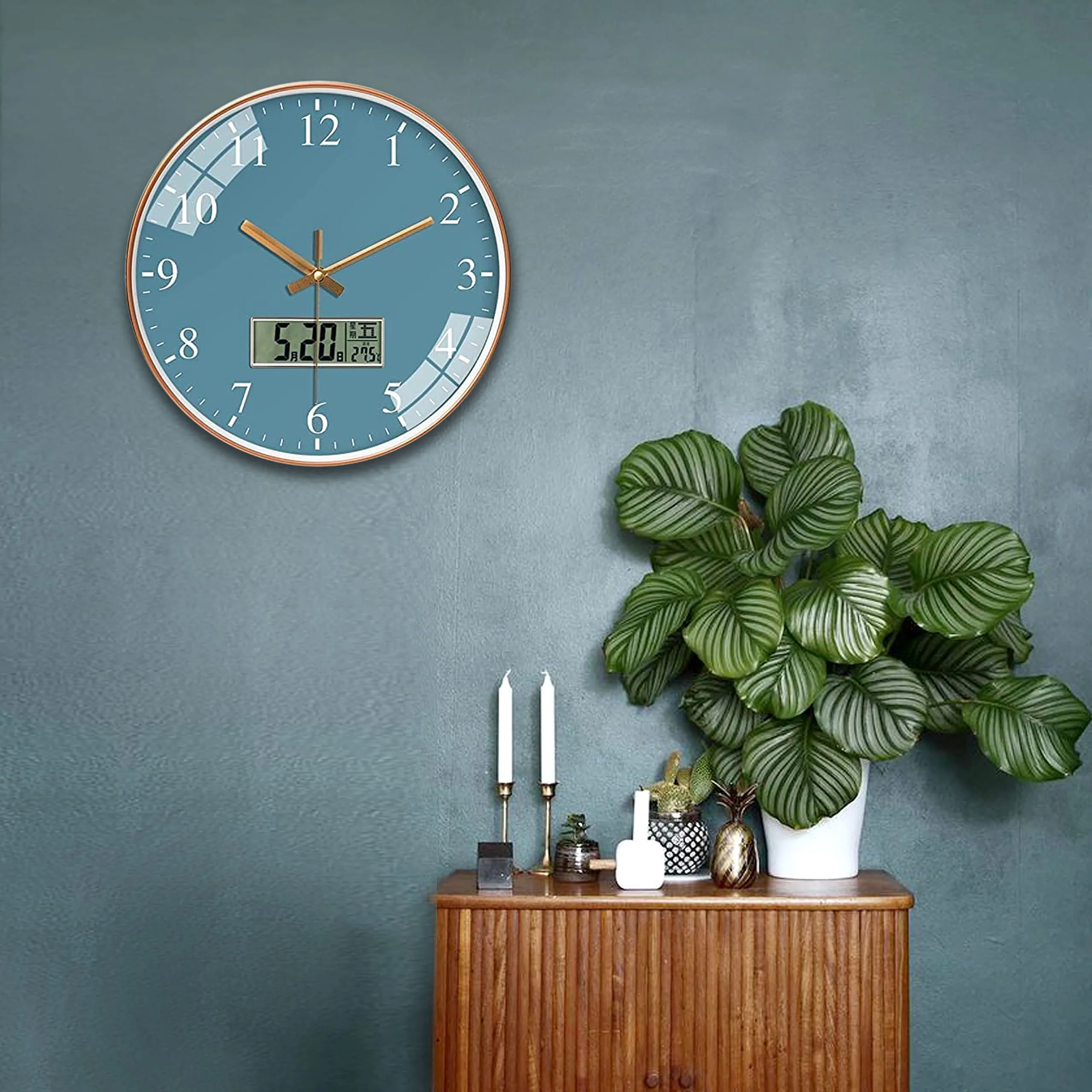 Zepoli -Wall Clock For Home Hall Living Bedroom Kitchen | Analog Stylish Silent Non-Ticking Watches |Round Hanging Wall Mount Watch-A (Digital Blue)(Plastic) - 12 Cm